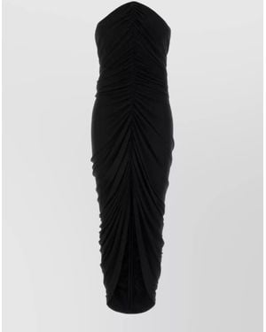 Alexander Wang Strapless Stretch Viscose Midi Dress Ruched - Black