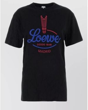 Loewe Jersey T Shirt Crew Neck Graphic Print - Black