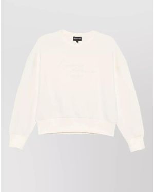 Emporio Armani Cotton Embroidered Crewneck Sweatshirt - White