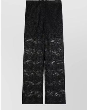 Sportmax High Waist Lace Trousers Sheer Wide Leg - Black