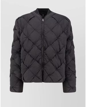 Represent Quilted Blazer With Long Sleeves And Ribbed Hem - Black