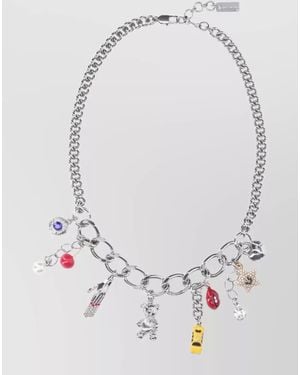 Marc Jacobs Necklace Adjustable Length Mixed Charm Shapes - Gray