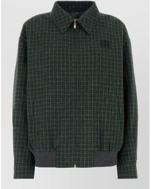 Miu Miu Flannel Jacket Checked Pattern Collared Neck - Green