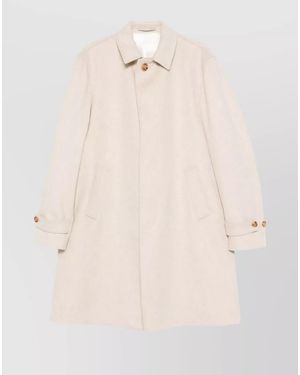 Lardini Virgin Wool Single Breasted Coat - Natural
