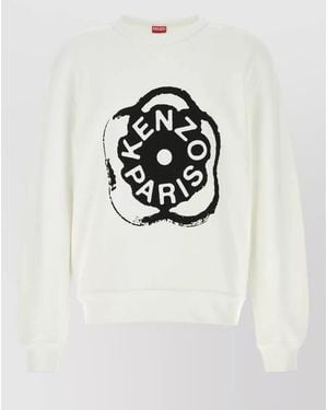 KENZO Cotton Sweatshirt Crew Neck Graphic Print - White
