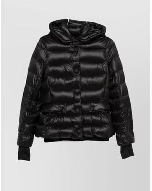 Moncler Hooded Quilted Long Sleeve Jacket - Black
