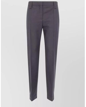 Versace Formal Wool Mohair Tailored Trousers Belt Loops - Blue