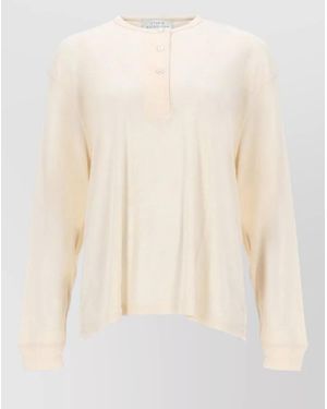 Studio Nicholson Knit Henley Top Rutas Long Sleeves - Natural