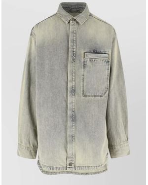 Entire studios Denim Shirt Button Down Collar Pocket - Grey