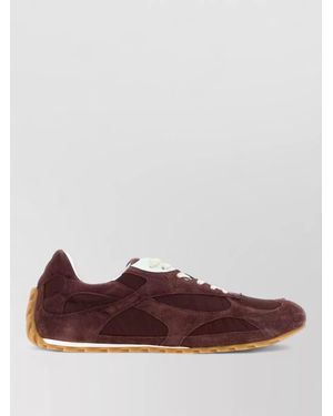 Bottega Veneta Suede And Nylon Low-Top Trainers - Brown