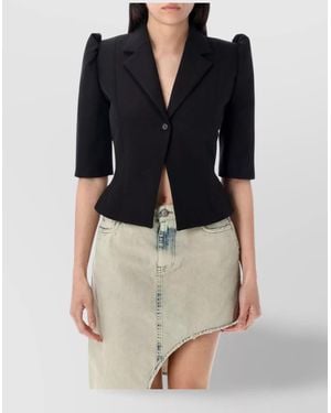Coperni Cropped Slim-Fit Tailored Jacket With Puff Sleeves - Black