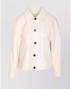 Bottega Veneta Leather Fitted Jacket - Natural
