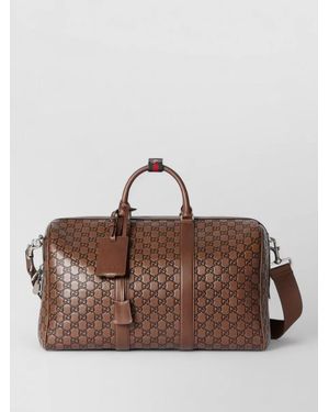 Gucci Travel Bag Adjustable Shoulder Strap Top Handles - Brown