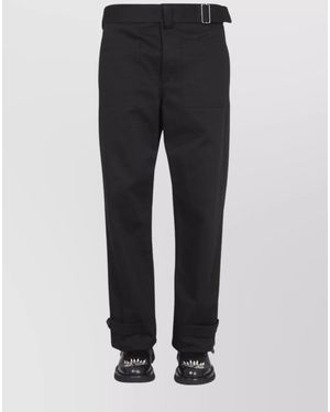 McQueen Cotton Cargo Tapered Trousers - Black