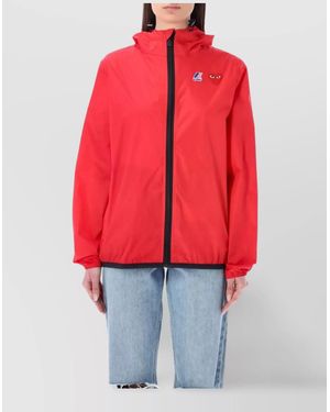 COMME DES GARÇONS PLAY Heart Print Zip Jacket Hood - Red