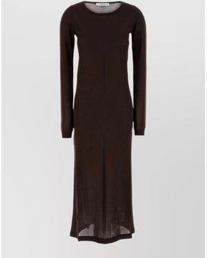 Lemaire Knit Midi Dress Long Sleeves Round Neck - Brown