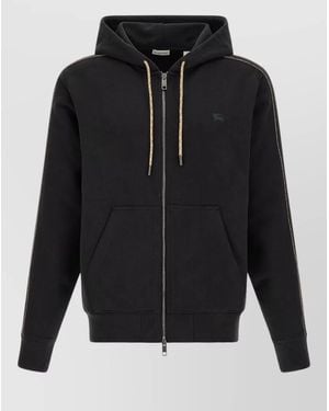 Burberry Scott Hooded Jacket Drawstring Hood Ribbed Cuffs - Black