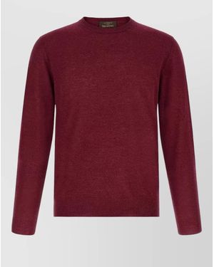 Zanone Giro Cashmere Crew Neck Long Sleeve Sweater - Red