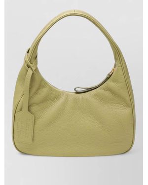 Prada Shoulder Bag Curved Handle Textured Surface - Green