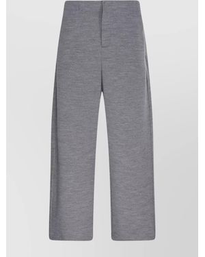 Max Mara High Waist Wide Leg Pants With Seam Detailing - Gray