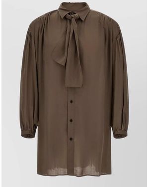Yohji Yamamoto Scarf Detail Shirt - Brown