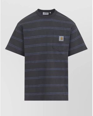 Carhartt Striped Pocket Crew Neck Jersey T Shirt - Blue