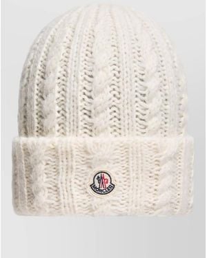 Moncler Cable Knit Hat Folded Cuff Texture - Natural