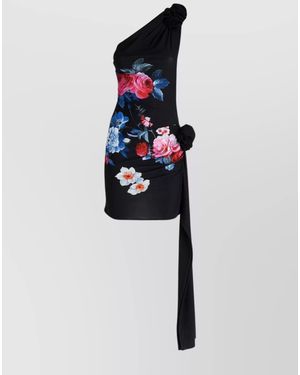 Magda Butrym One-Shoulder Floral-Print Mini Dress - White