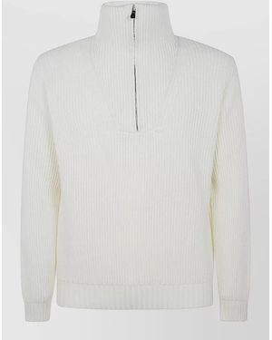 Filippo De Laurentis Virgin Wool Half Zip Jumper - White