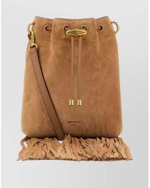 Jimmy Choo Suede Bucket Bag Featuring Fringe Detail - Brown