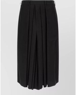 Yohji Yamamoto Hakama Style Trousers Belt Loops Pleats - Black