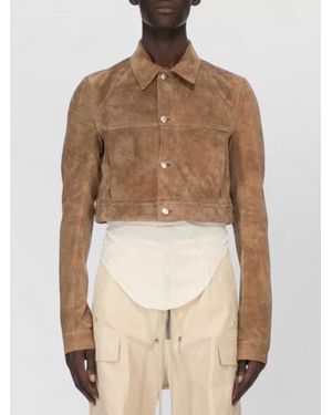 Rick Owens Leather Cropped Coat - Natural