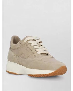 Hogan Suede Leather Low Top Rubber Sole Sneakers - Natural