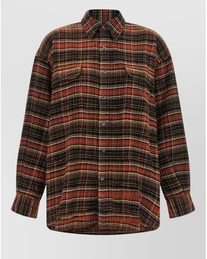 R13 Cotton Oversized Checked Shirt - Brown