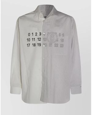 MM6 by Maison Martin Margiela Split Design Button-Down Collar Shirt - Gray