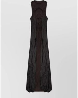 Alysi Long Dress Lightweight Fabric Open Back Tie - Black