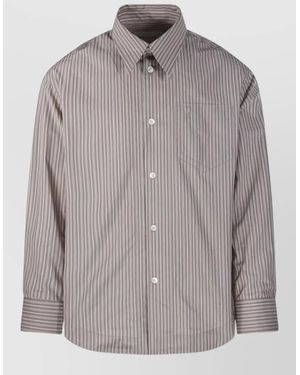 Ami Paris Cotton Wide Long-Sleeve Shirt - Grey