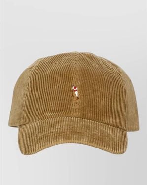 Ralph Lauren Corduroy Cap Curved Brim Embroidered Eyelets - Natural
