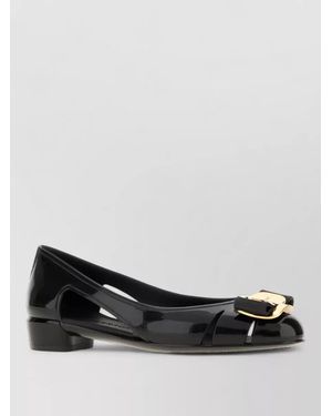 Ferragamo Nara Rubber Ballerinas Cut Out Design Patent - Black
