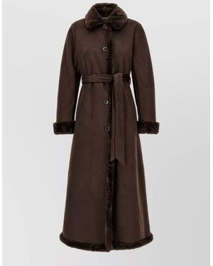 Ralph Lauren Shearling Effect Belted Coat - Brown