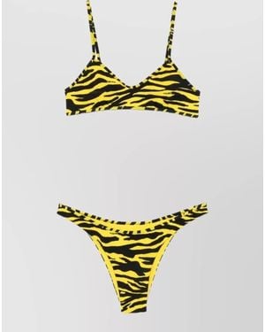 The Attico Zebra-Print Bikini - Metallic