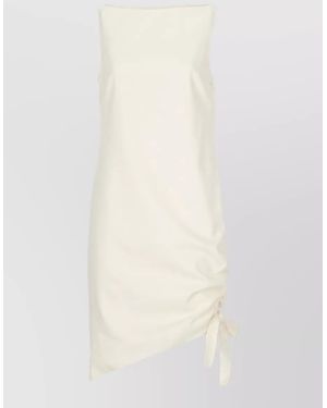 Carolina Herrera Wool Sleeveless Draped Mini Dress - White