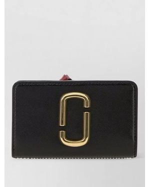 Marc Jacobs Leather Clutch Bag Tone Hardware Foldover - Black