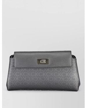Calvin Klein Monogram Chain Clutch Bag - Grey