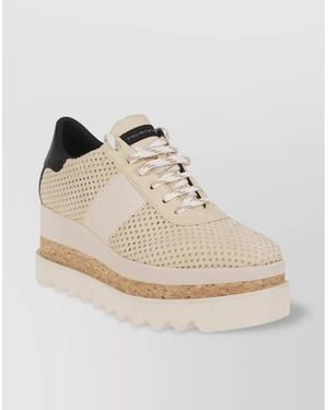 Stella McCartney Suede Alter Sneakers Cork Wedge - White