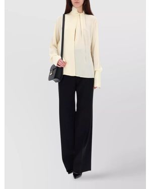 Tom Ford Silk Cutout High Neck Blouse - White