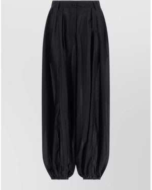 Thelatest Trousers Belt Loops Elasticated Cuffs Pleated Design - Black