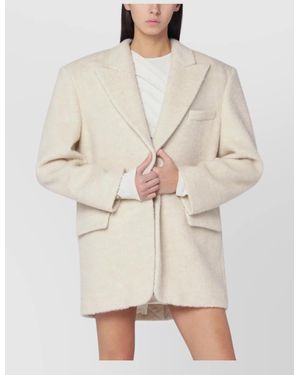 ANDAMANE Oversized Wool Blend Single Breasted Coat - Natural