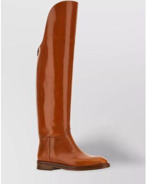 DURAZZI MILANO Calf Leather Equestran Boots D-Ring Detail - Brown