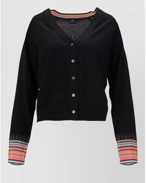 Paul Smith Cardigan Knitwear Long Sleeve V Neck - Black